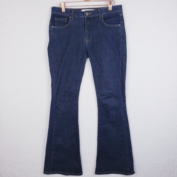 Victoria Beckham Denim Flare Leg Jeans Blue Dark Wash Size 28 Classic Designer - Picture 3 of 13